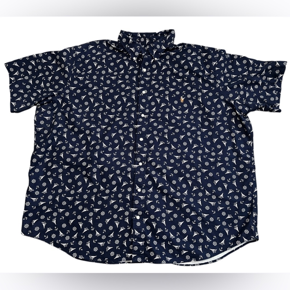 POLO RALPH LAUREN Men's Big & Tall Nautical Button Down Shirt-Authenticated